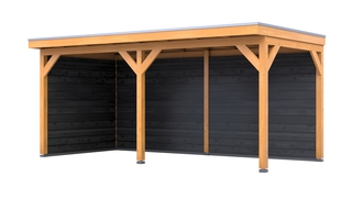 Douglas overkapping, 402 x 578 cm + wanden zwart, Verando, Pure